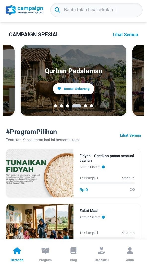 Screenshot Fitur SDonasi